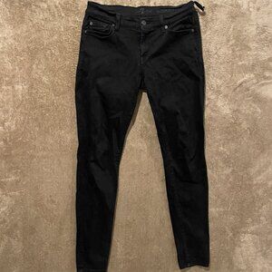 7 for All Mankind The Skinny Jet Black Denim Skinny Jeans Size 27 Women's Flawed